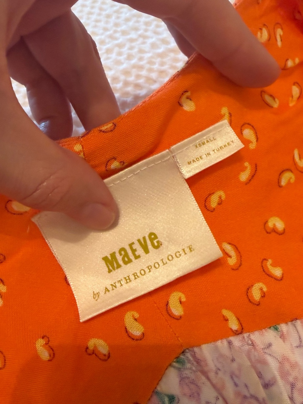 Maeve by Anthropologie | Orange Floral Patchwork Peasant Top | Size = XS - Picture 4 of 8